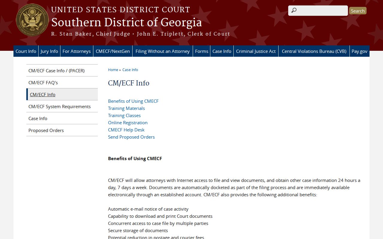 Southern District CM ECF information for Wilkes County federal court records